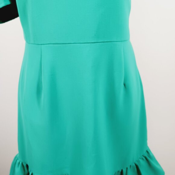 glam, Medium One Shoulder Green Mini Dress, Ruffle Bottom, Party Dress, Cocktail - Picture 7 of 16